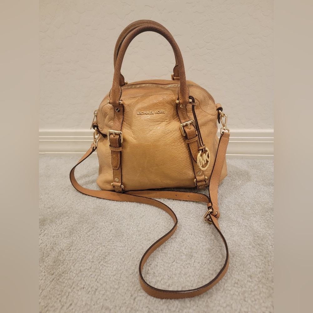 Large Leather Michael Kors Bowling Satchel